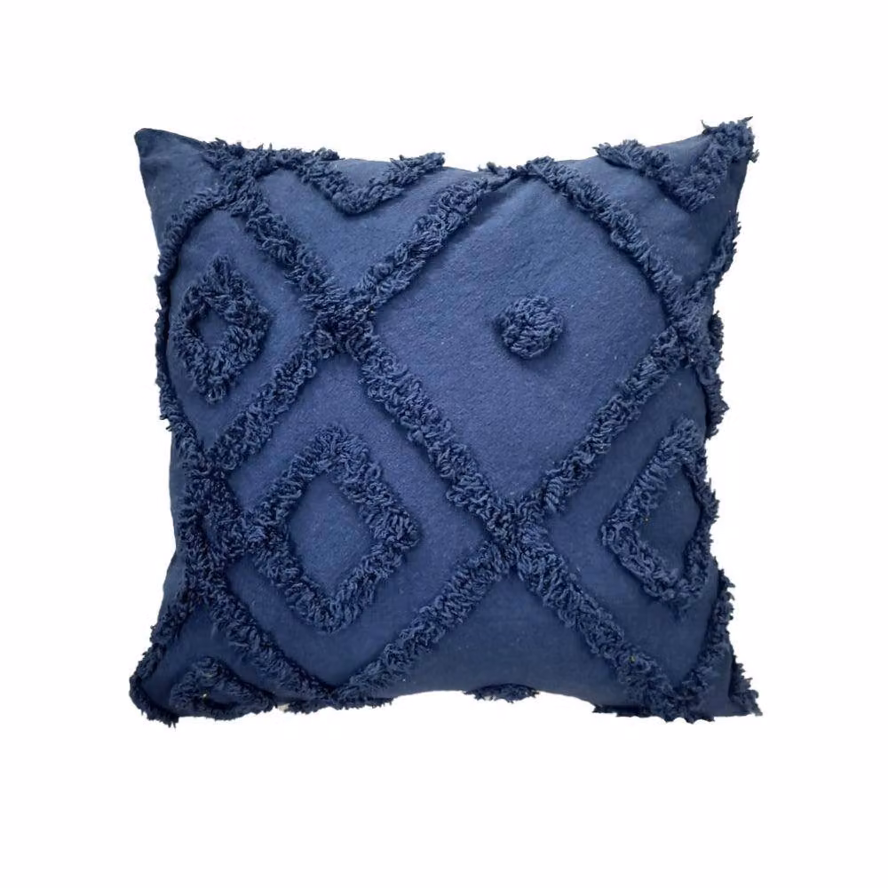 Velosso Diamond Tuft Filled Square Cushion in Blue, W x D: 43 x 43 cm – 2