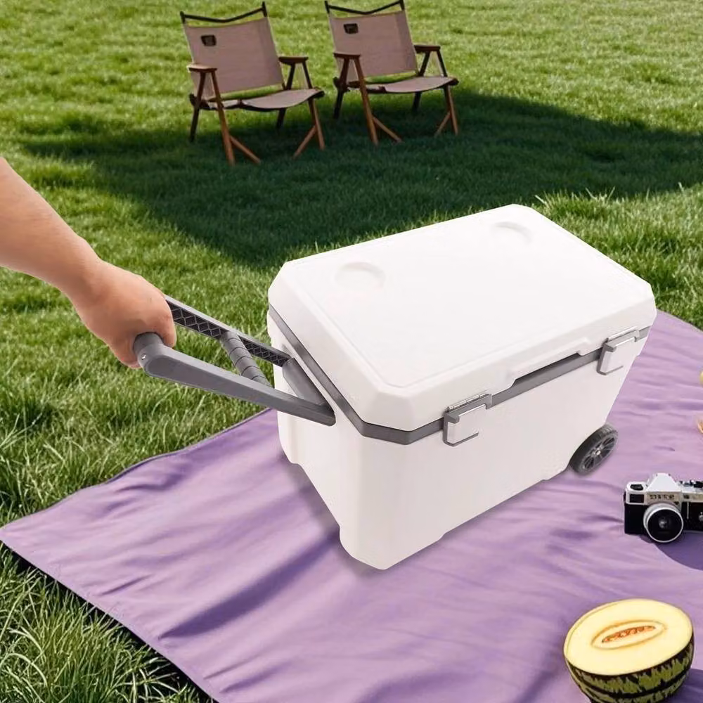 Kelvenix 45L Wheeled Insulated Leakproof Cooler Box with Pull Handle in White – 3