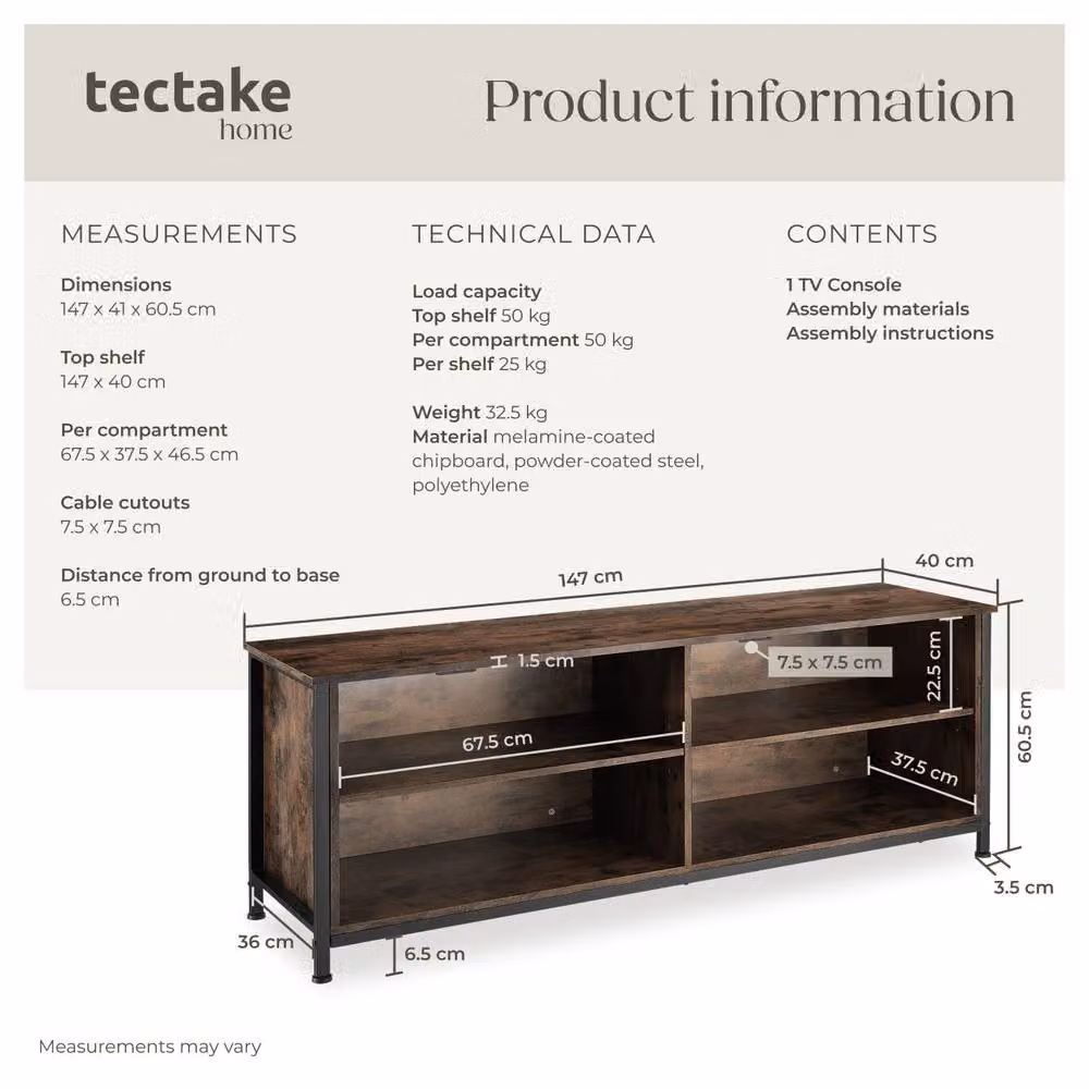 tectake Navan TV Stand in Brown and Black – 6