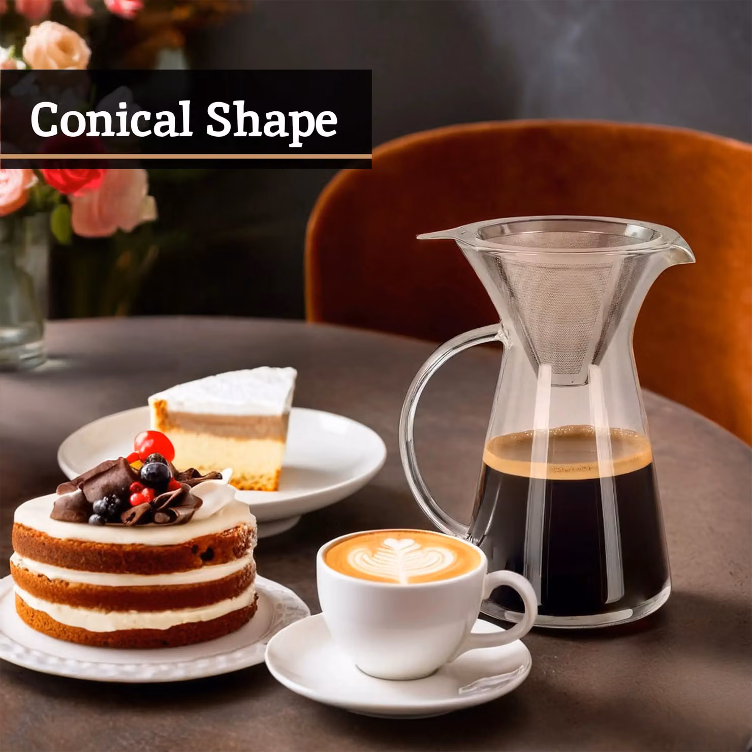 Orsina Versatile Coffee Pot 1.1 l, Borosilicate Glass and Stainless Steel, Silver and Transparent – 3