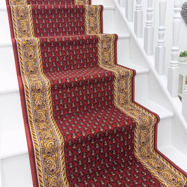 runrug Acni Stair Runner Carpet in Red, Non-Slip and Hard-Wearing, W: 66 cm, L: 600 cm