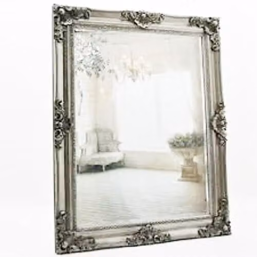 Minster Framed Wall Mirror in Silver, W: 92 cm, H: 122 cm, D: 8 cm – 2