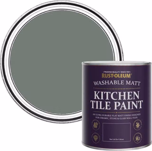 Rust-Oleum Kitchen Tile Paint in Matt Finish, Serenity Green, 750ml