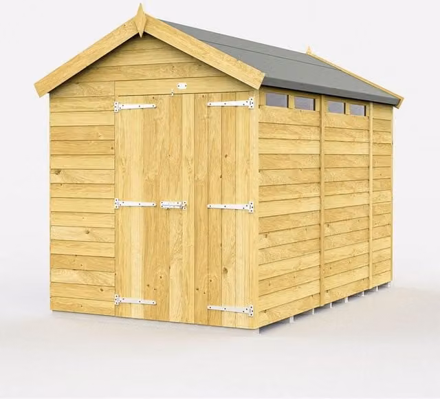 Buttercup Farm Apex Security Shed with Double Doors in Brown, W175 x D302 x H217 cm