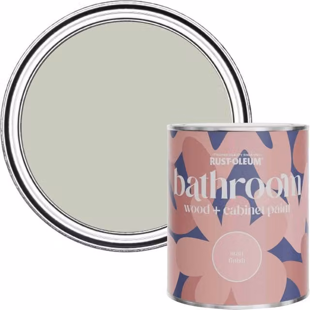 Rust-Oleum Moisture Resistant Bathroom Wood and Cabinet Paint in Matt Finish, Aloe Green, 0.75 l