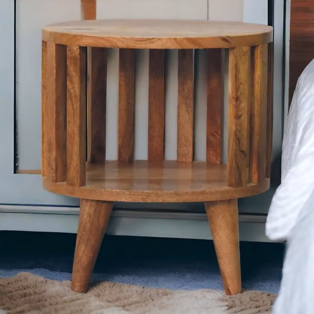 Aosom UK Ariella Solid Mango Wood Single-Shelf Bedside Table with Nordic Legs in Brown, W/D/H: 36 x 26 x 40 cm – 1