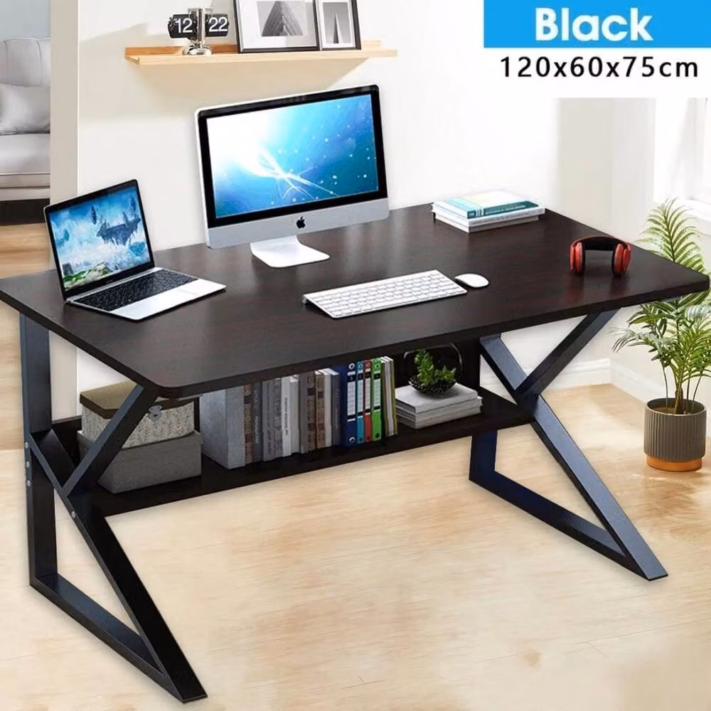 FLAVORA Modern Black Home Office Computer Desk and Laptop Workstation W/D: 100 x 100 cm – 4