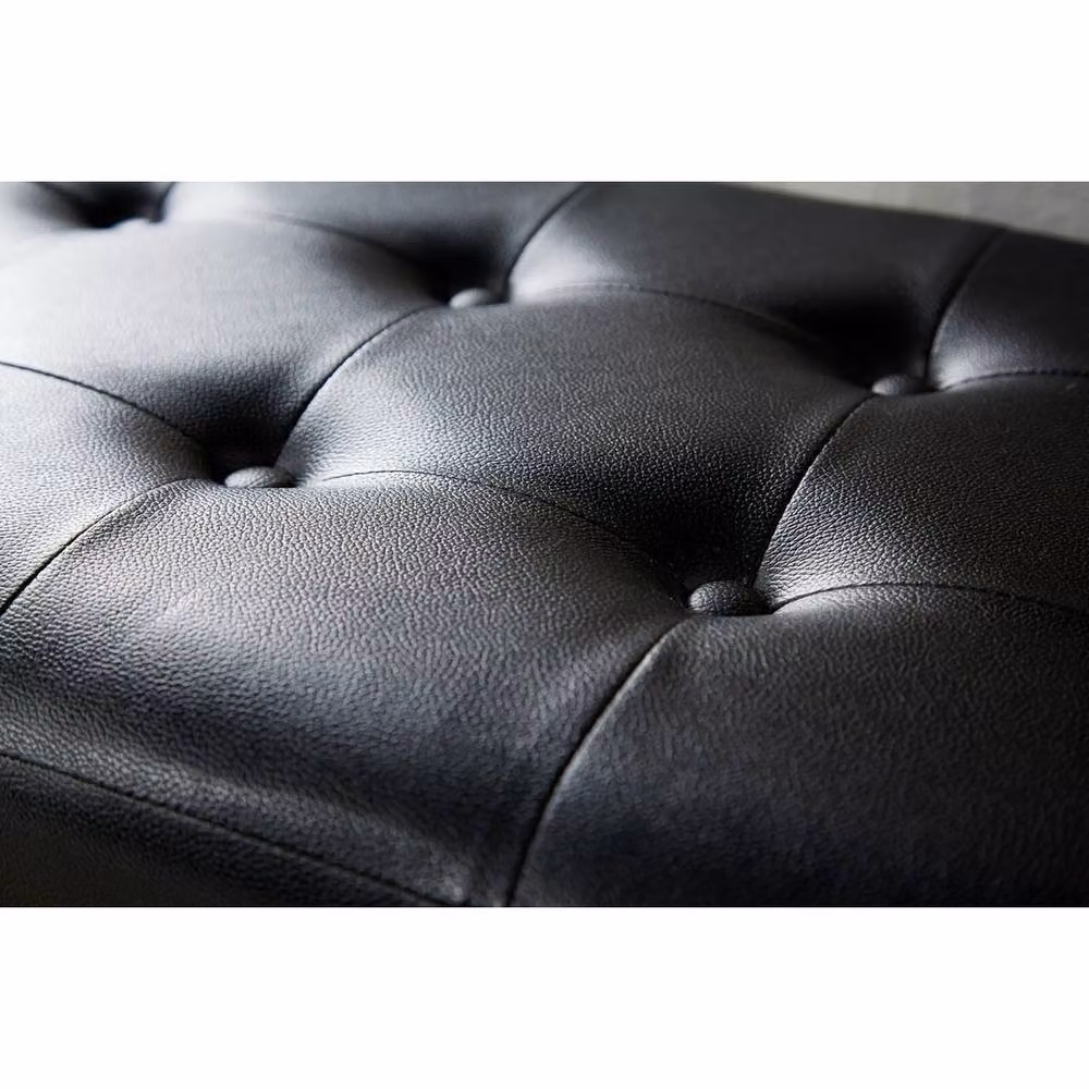 FORGEVIO Black Faux Leather Chesterfield Bench Seat Box with Storage – 3