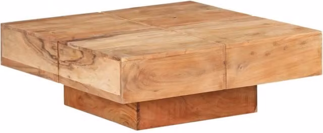 Berkfield Home Square Coffee Table in Brown Solid Acacia Wood W/D/H: 80 x 80 x 28 cm