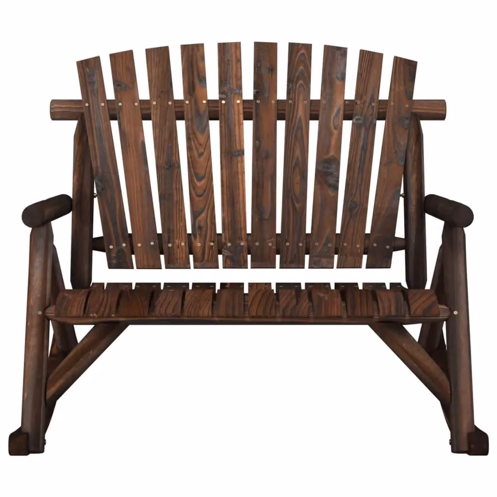 Berkfield Home 2-Seater Garden Rocking Bench in Brown Solid Spruce Wood, W/D/H: 123 x 96 x 102 cm – 3