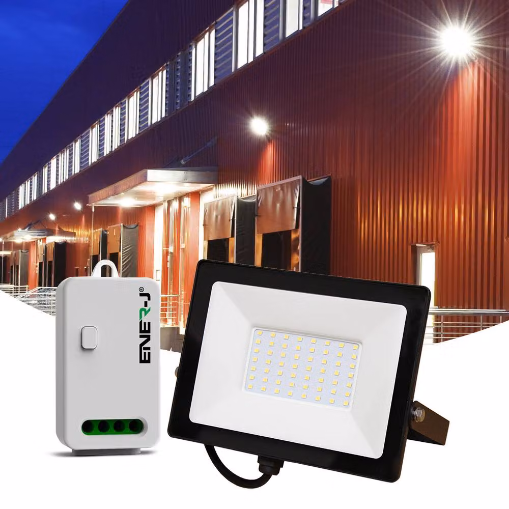 ENER-J 50W LED Floodlight with Non-Dimmable 5A RF Receiver in Black – 4