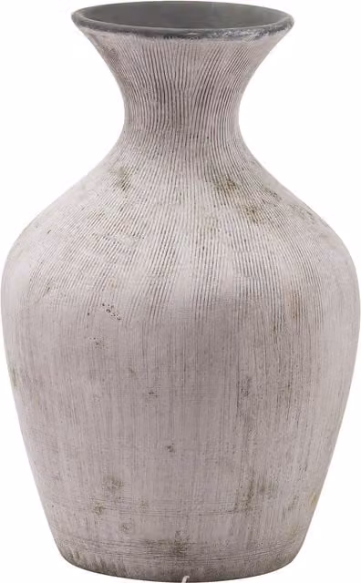 Bloomingville Ellipse Stone Tabletop Vase in Brown and White