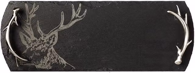 Selbrae House Rectangular Slate Serving Tray with Handles in Anthracite Grey