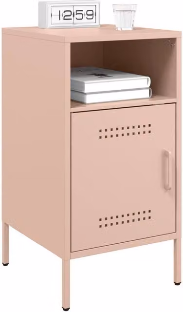 Berkfield Home Sturdy Metal Bedside Cabinets, 2 Pack, Pink, W: 36 cm, D: 39 cm, H: 68 cm