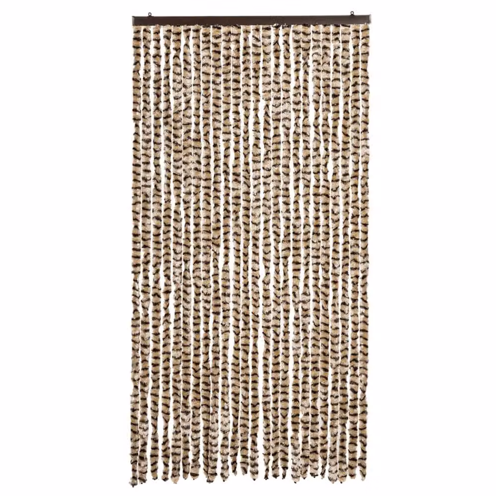 Berkfield Home Thermal Insulating Chenille Fly Curtain in Beige, Brown and Multicolour, W: 100 cm, H: 230 cm – 3