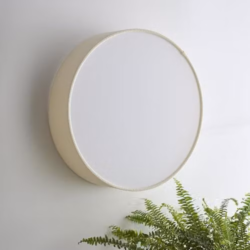 K LIVING Crete Cream Velvet Drum Shade, Diameter: 38 cm