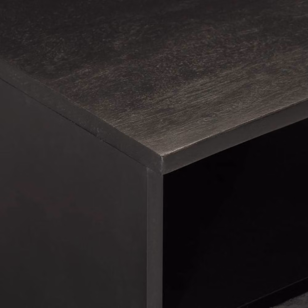 Berkfield Home Black Mango Wood Industrial TV Cabinet W/D/H: 70 x 33 x 46 cm – 4