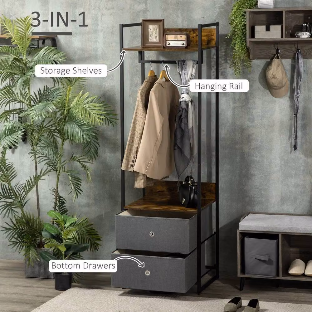 KORVIXA Industrial Metal Clothes Rail Garment Rack in Grey – 3