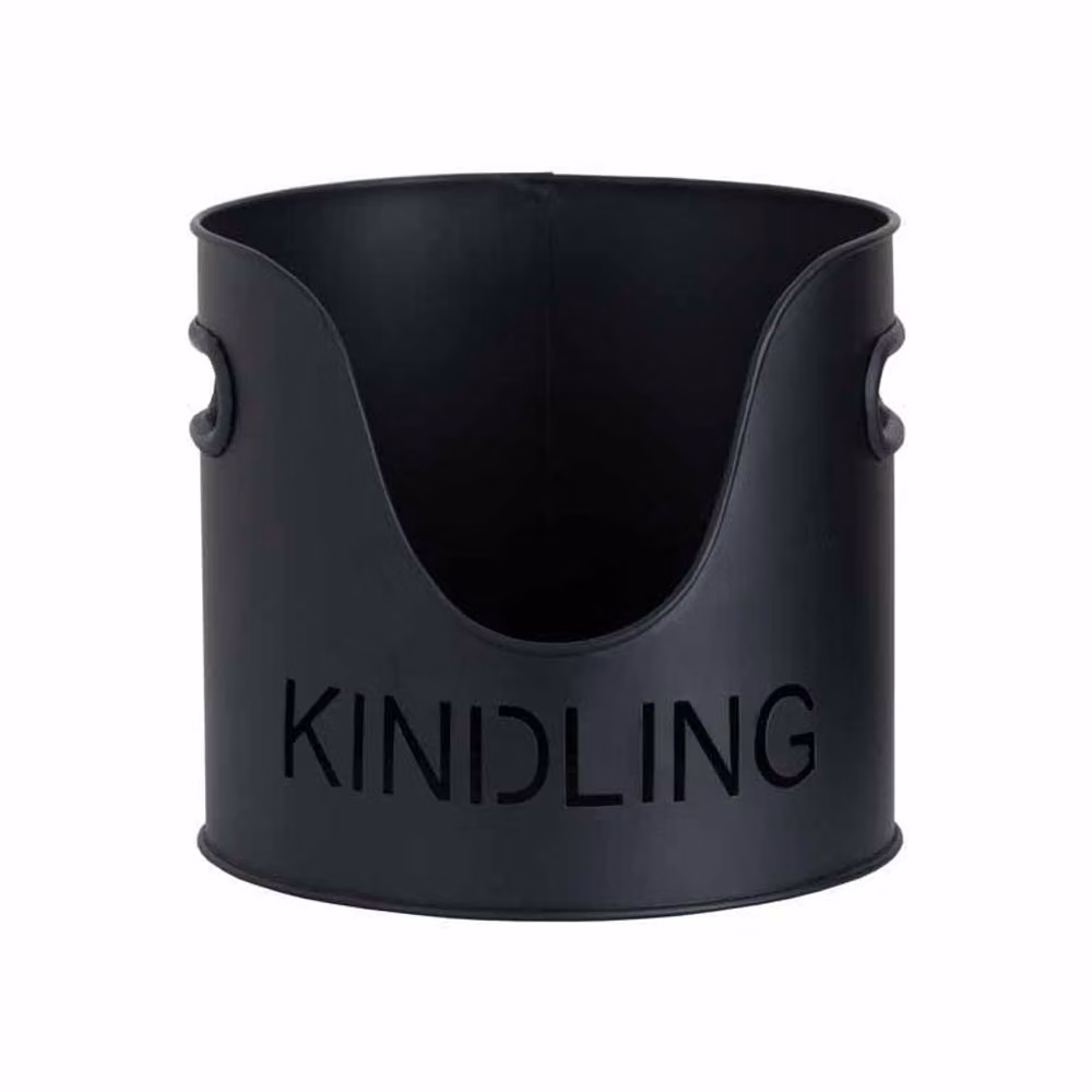 Lemon Pavilion Furniture and Decor Metal Logs and Kindling Buckets and Matchstick Holder, Black, H: 32 cm – 3