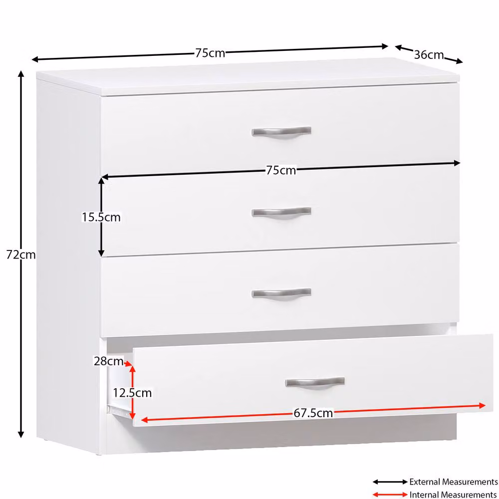 HD Designs Riano 4 Drawer Chest of Drawers in White Matt – 2