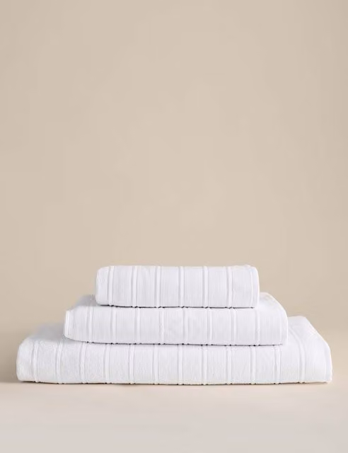 M&S White Striped Egyptian Cotton Towel