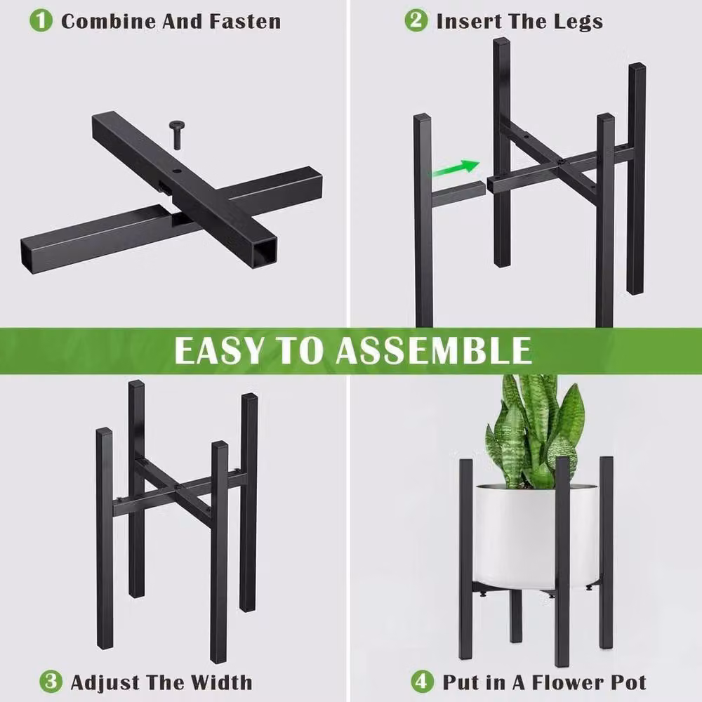KORVIXA Black 2-in-1 Metal Plant Pot Display Shelf – 4