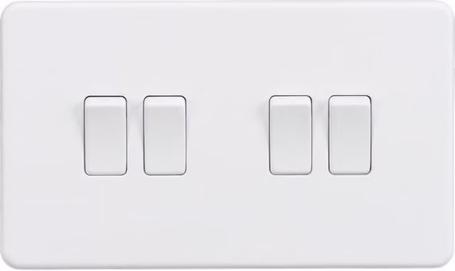 Knightsbridge SF4100MW Screwless 10AX 4G 2-Way Switch in Matt White