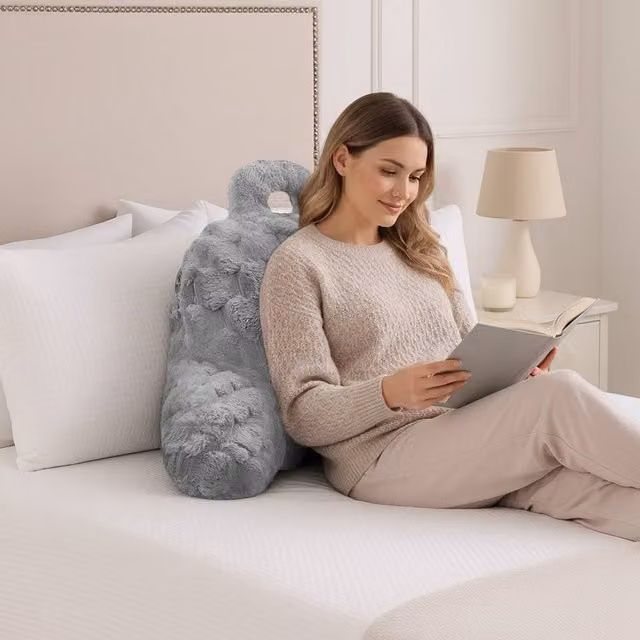 Velosso Chunky Popcorn Faux Fur Cuddle Pillow in Silver/Grey