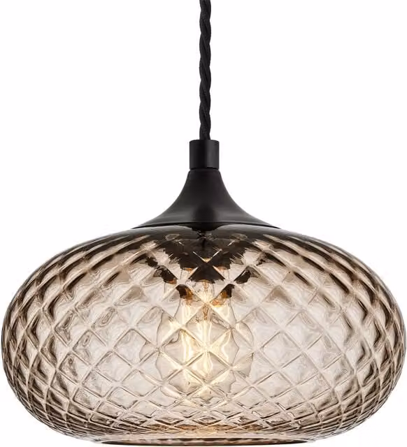 Industville Chelsea Round Textured Glass Pendant Light in Brown – 1
