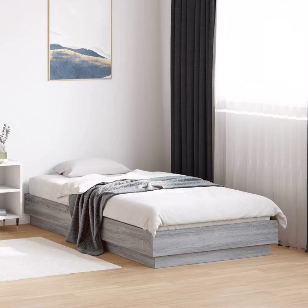 Berkfield Home Durable Bed Frame with LED Under-Bed Lighting, Grey, W/D/H: 80 x 190 x 23 cm – 3