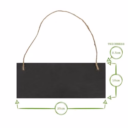Nicola Spring Pack of 6 Black Rectangular Slate Memo Boards with Rope, W/H: 25 x 10 cm – 3