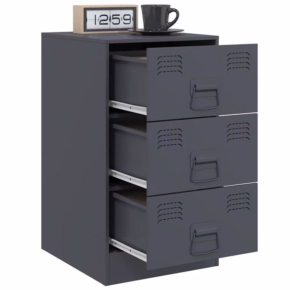 Berkfield Home Stylish Bedside Cabinets, 2 Piece Set in Anthracite Metal, W/D/H: 34.5 x 39 x 62 cm – 2