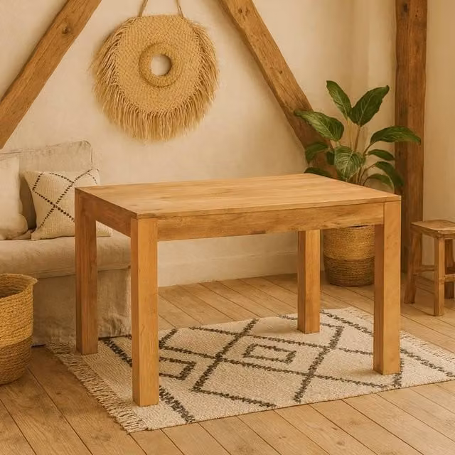 Wyld Haus Manila Manila Rectangular Mango Wood Dining Table in Brown, W/D/H: 120 x 80 x 76 cm