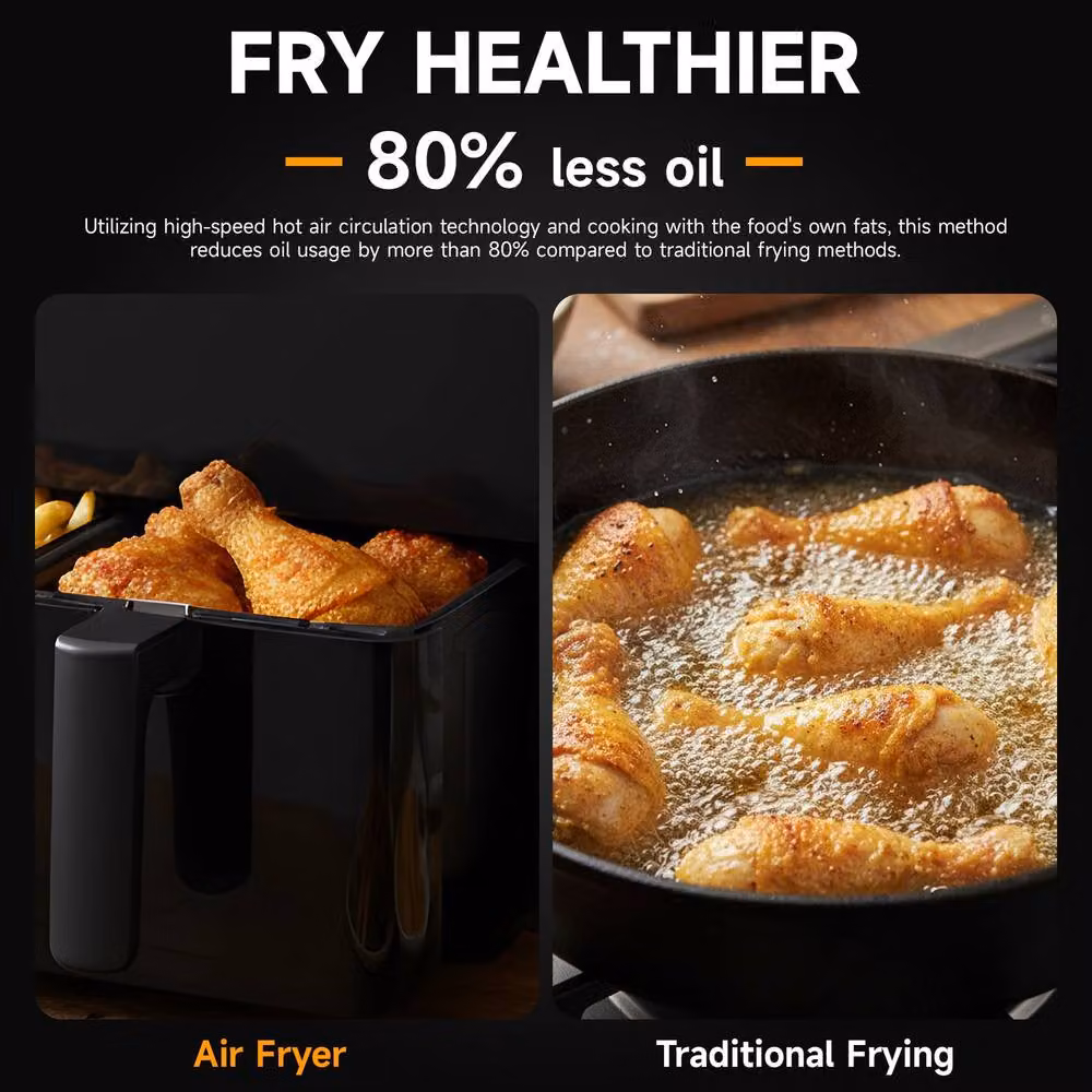 YnysTec 12L Dual Zone Air Fryer with 7 Presets, Digital Touch Screen and Timer in Black – 5