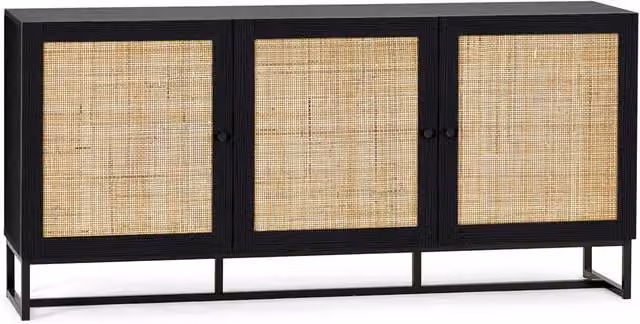 Cheshire Premium Portree Sideboard in Black with Rattan Details