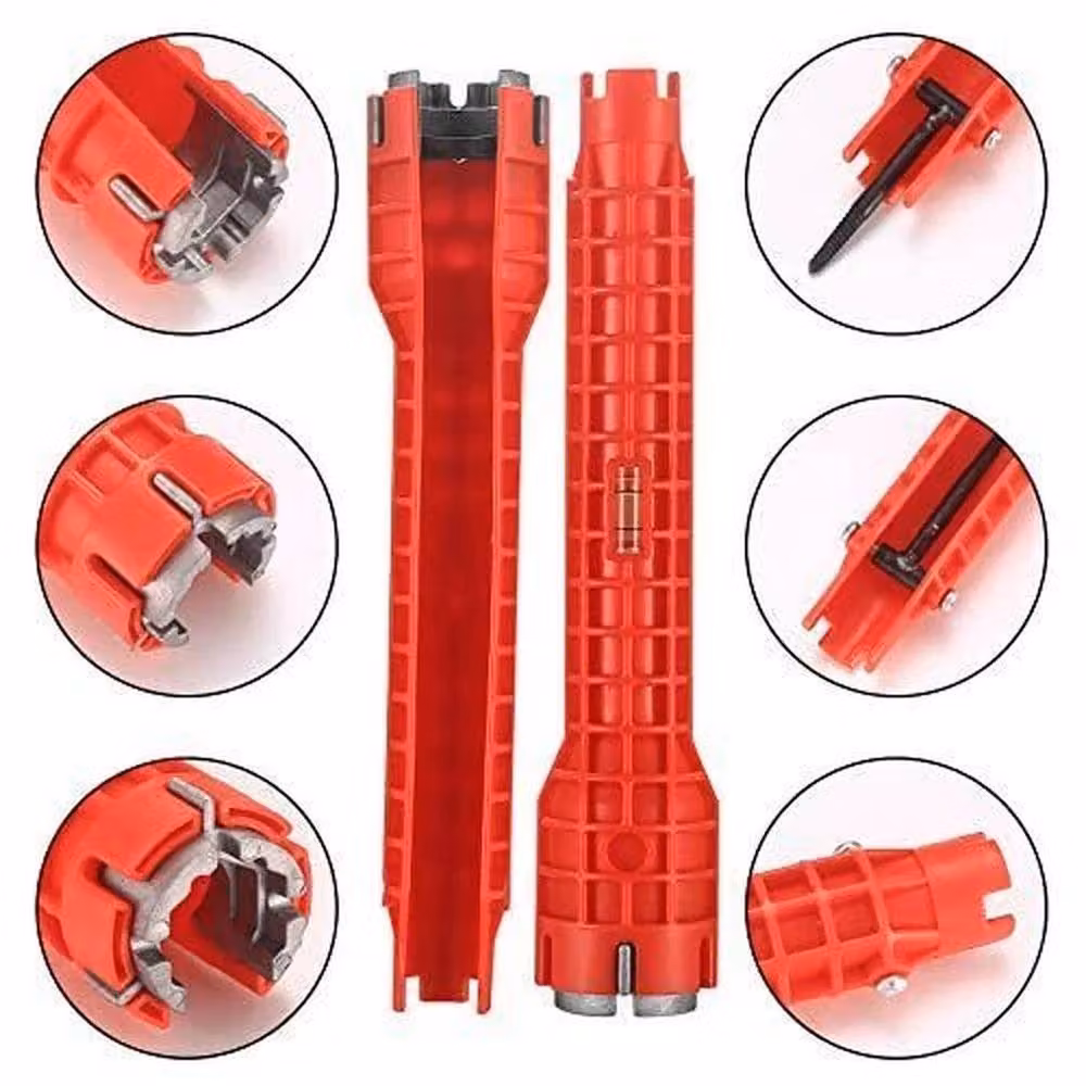 FLAVORA 14-in-1 Multi Function Faucet Wrench Set in Red – 4