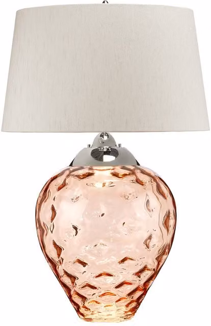 Netlighting Samara Large Table Lamp with Pink Tinted Glass and Silver Metal Base