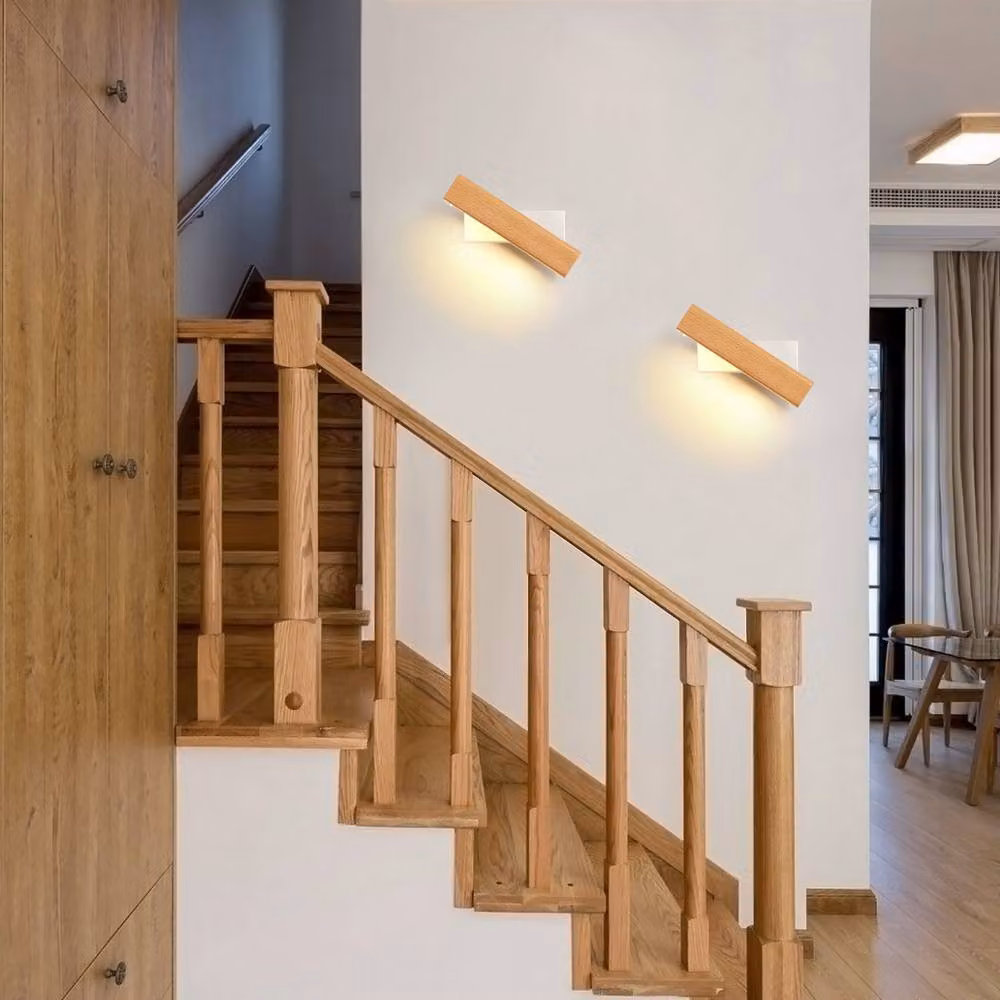 Pheashine Wood Rotatable LED Wall Sconce, 4W 3000K Warm White, W/D/H: 21 x 5 x 8 cm, Brown and White – 2