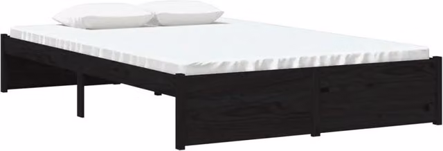 Berkfield Home Beautiful Small Double Bed Frame in Black Solid Pine Wood, W/D/H: 120 x 190 cm