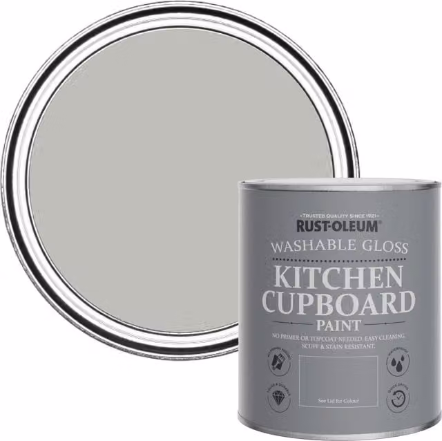 Rust-Oleum Kitchen Cupboard Paint in Gloss Finish, Grey, 0.75 l