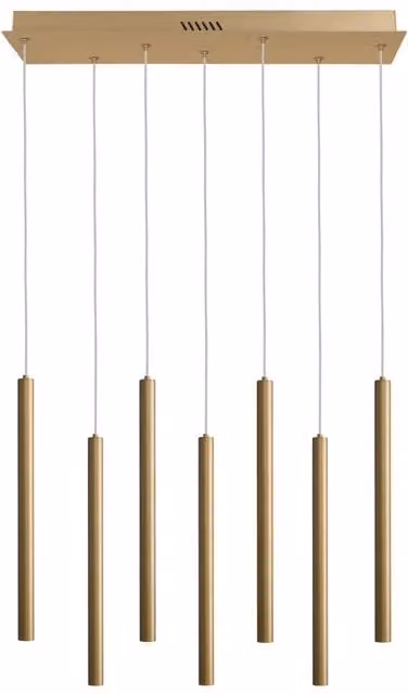 Netlighting Valdes Bar Pendant Ceiling Light in Gold/Brass with 7x LED Bulbs Included