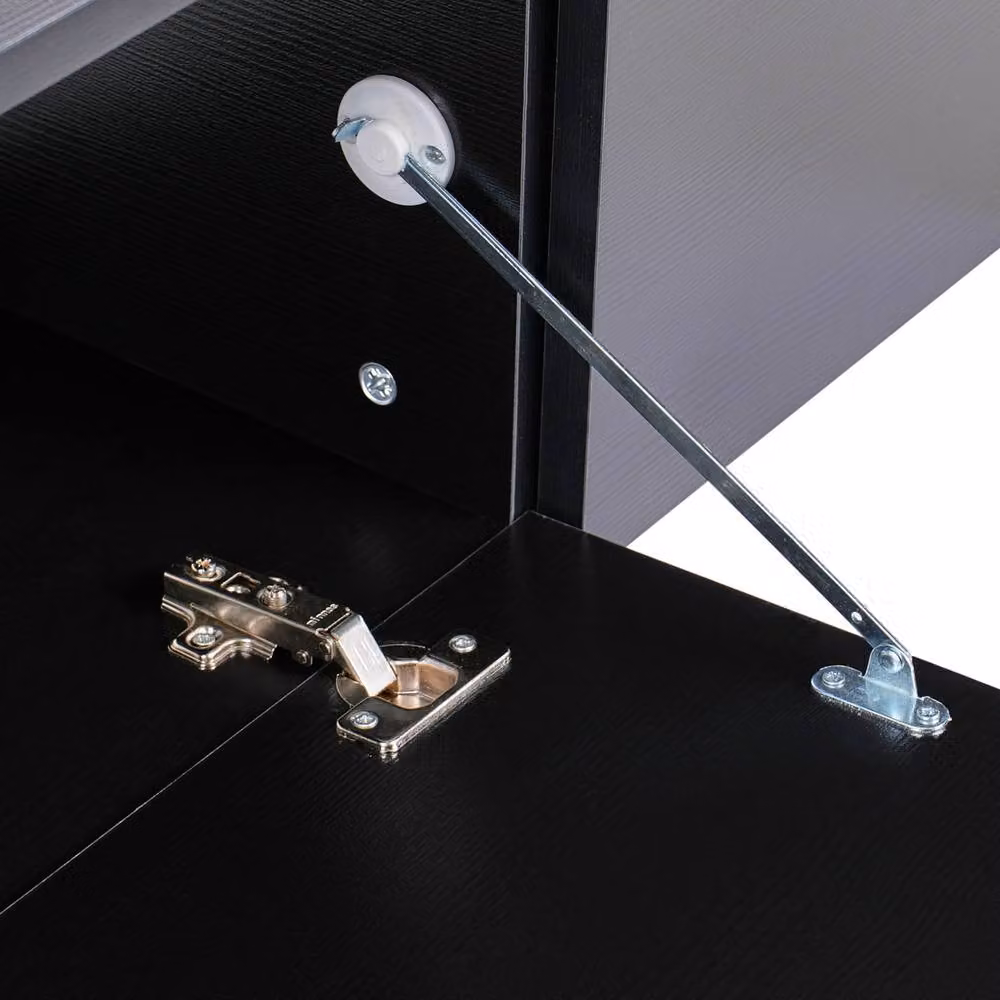 Wyld and Coco Black Wall-Mounted TV Stand with Two Hidden Cabinets – 3