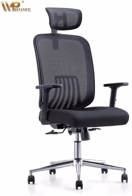 JFY Executive Reclining Office Chair in Black with Breathable Mesh, Headrest and 360 Degree Swivel