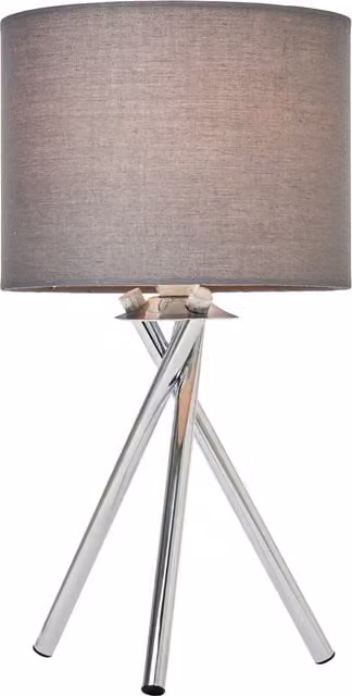 Litecraft Orla Tripod Bedside Table Lamp in Silver and Chrome