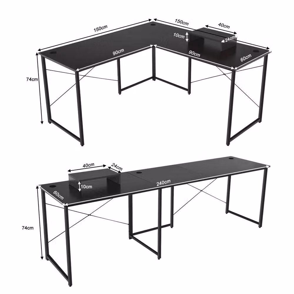 Costway L-Shaped Reversible Corner Computer Desk in Black for Home Office and Study – 2