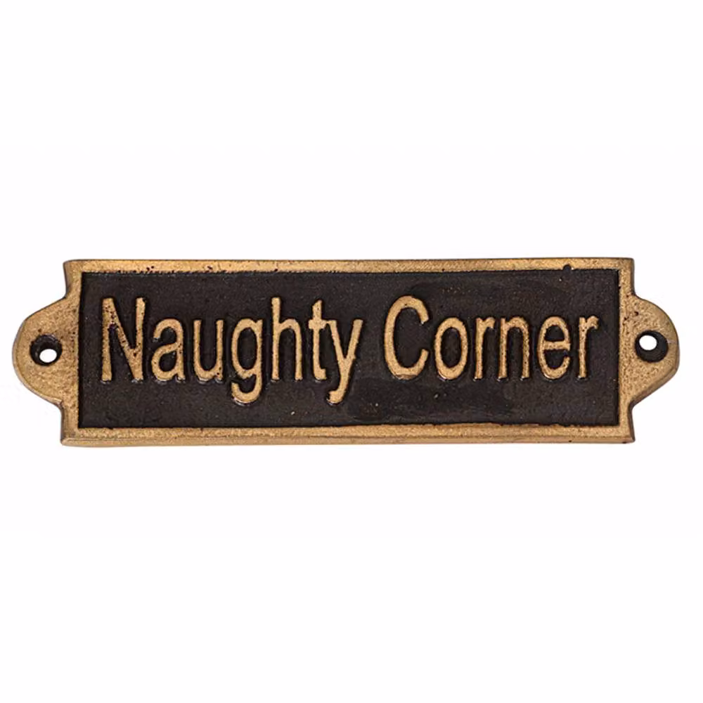 Minster Naughty Corner Metal Wall Plaque in Black, W: 15 cm, H: 6 cm – 2
