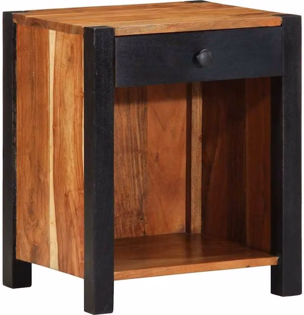 Berkfield Home Set of 2 Solid Wood Acacia Bedside Cabinets in Brown, W/D/H: 40 x 35 x 50 cm