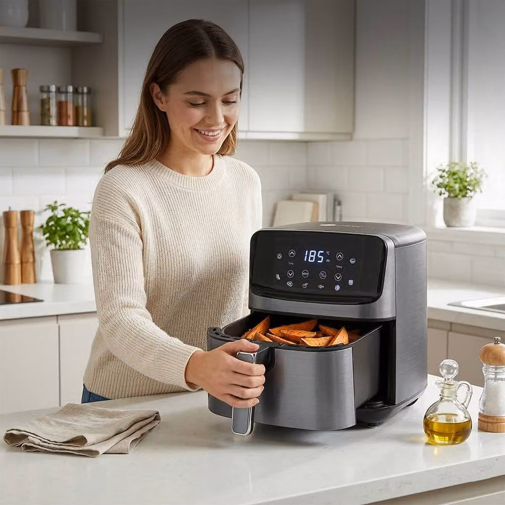 AFRA 4.5L Digital Air Fryer 1200W with LED Touch Controls and Timer in Grey – 4