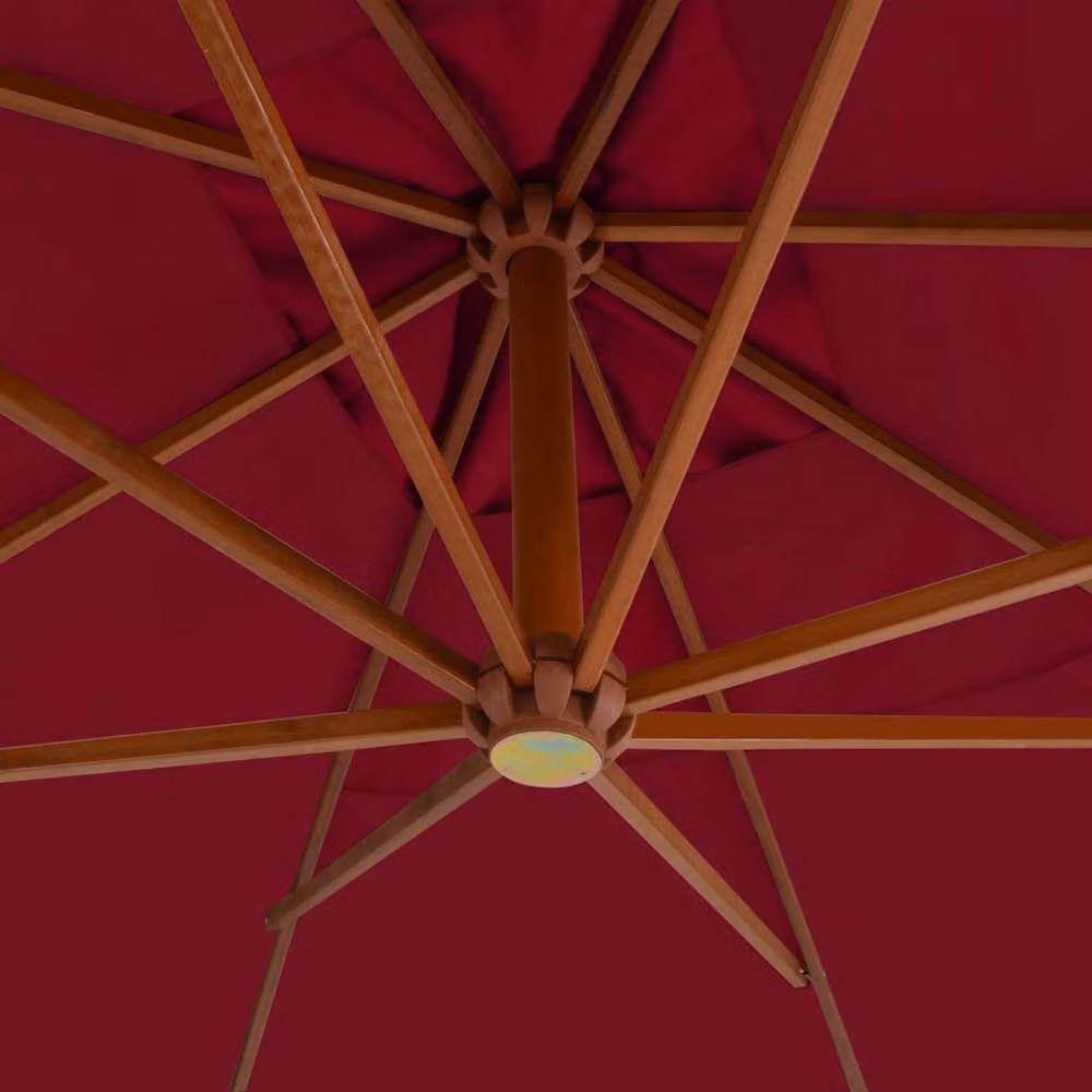 Berkfield Home Cantilever Garden Umbrella with Wooden Pole, Bordeaux Red, W: 400 cm, D: 300 cm – 3