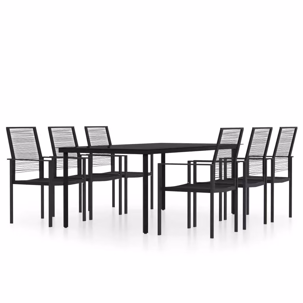 Berkfield Home 7 Piece Modern Garden Dining Set in Matt Black – 2